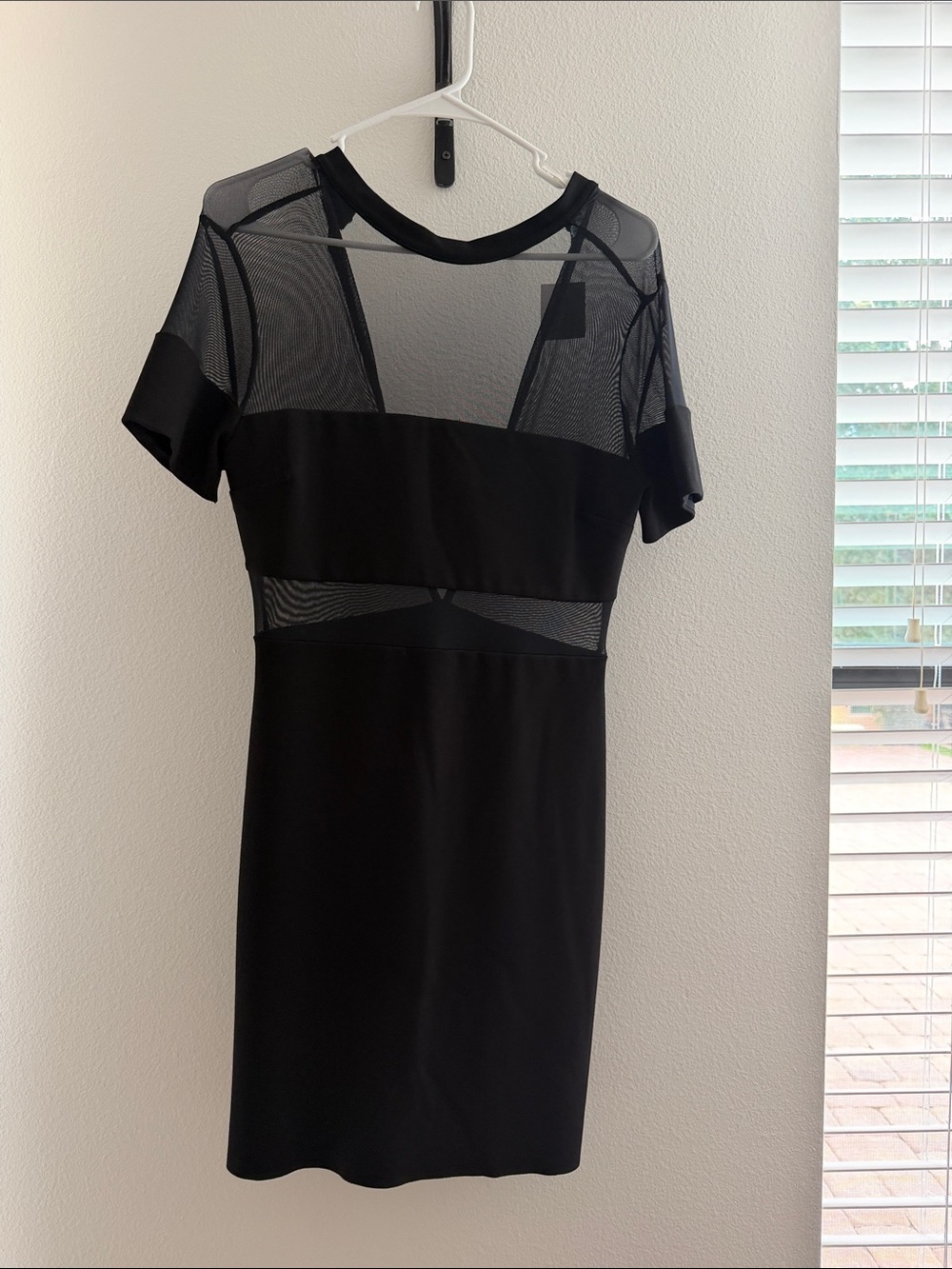 Urban Outfitters Black Sheer Panel Short Sleeve Dress